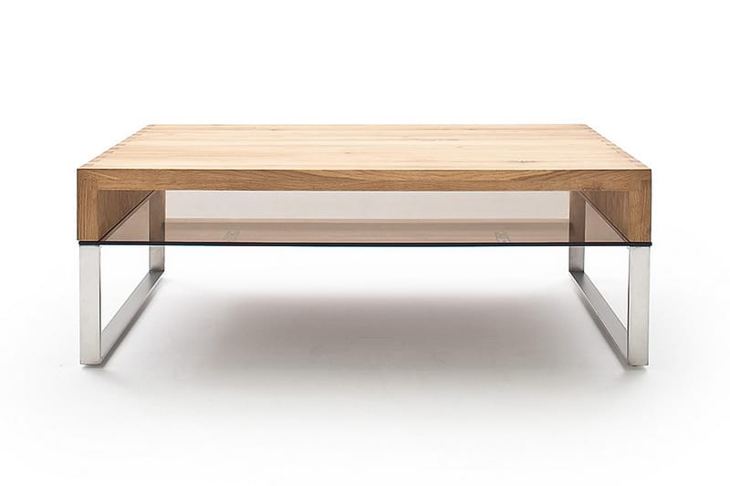 CORNETTA Soffbord 110 cm med Förvaring Hylla Glas/Natur/Meta - Möbler - Vardagsrum - Soffbord & vardagsrumsbord - Soffbord