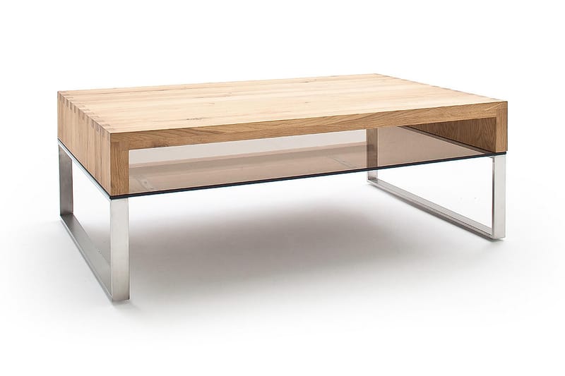 CORNETTA Soffbord 110 cm med Förvaring Hylla Glas/Natur/Meta - Möbler - Vardagsrum - Soffbord & vardagsrumsbord - Soffbord