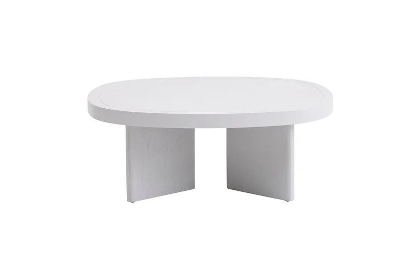 Cream 92 cm Ovalt Soffbord i Trä - Vit - Möbler - Vardagsrum - Soffbord & vardagsrumsbord - Soffbord