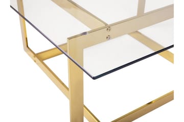 Crystal 80 cm Kvadratiskt Soffbord med Geometriskt Underrede i Glas - Klar - Möbler - Vardagsrum - Soffbord & vardagsrumsbord - Soffbord