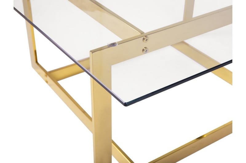 Crystal 80 cm Kvadratiskt Soffbord med Geometriskt Underrede i Glas - Klar - Möbler - Vardagsrum - Soffbord & vardagsrumsbord - Soffbord