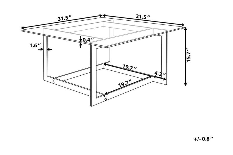 Crystal 80 cm Kvadratiskt Soffbord med Geometriskt Underrede i Glas - Klar - Möbler - Vardagsrum - Soffbord & vardagsrumsbord - Soffbord