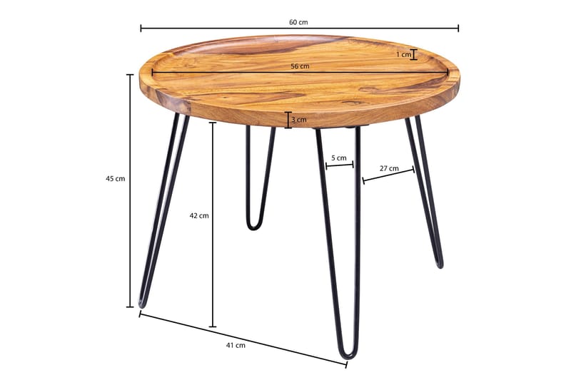 Dannemare Soffbord 60 cm Runt - Massivt Trä/Svart - Möbler - Vardagsrum - Soffbord & vardagsrumsbord - Soffbord