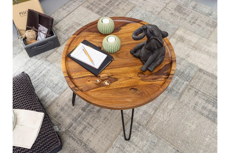 Dannemare Soffbord 60 cm Runt - Massivt Trä/Svart - Möbler - Vardagsrum - Soffbord & vardagsrumsbord - Soffbord