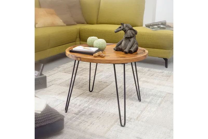 Dannemare Soffbord 60 cm Runt - Massivt Trä/Svart - Möbler - Vardagsrum - Soffbord & vardagsrumsbord - Soffbord