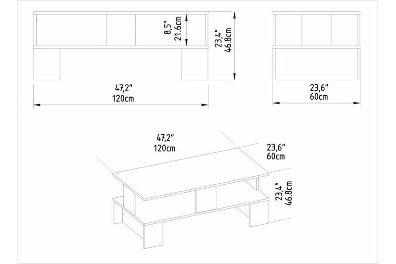 DARUVARA Soffbord 120 cm Natur/Mörkbrun - Möbler - Vardagsrum - Soffbord & vardagsrumsbord - Soffbord