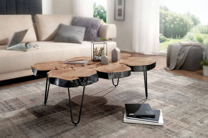 DAWUSSUUA Soffbord 115 cm Akacia/Svart - Möbler - Vardagsrum - Soffbord & vardagsrumsbord - Soffbord