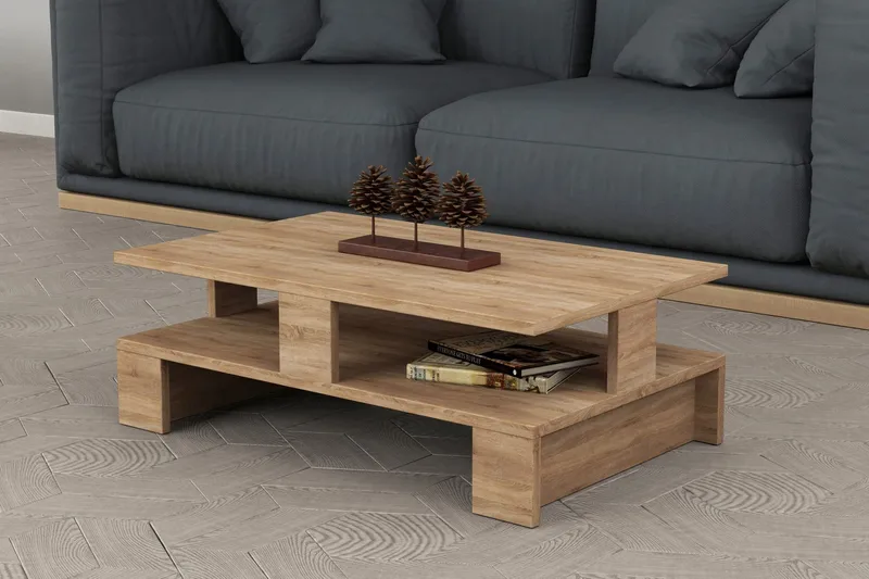 Decorta Soffbord 80 cm med Förvaring Hylla - Ekfärg - Möbler - Vardagsrum - Soffbord & vardagsrumsbord - Soffbord