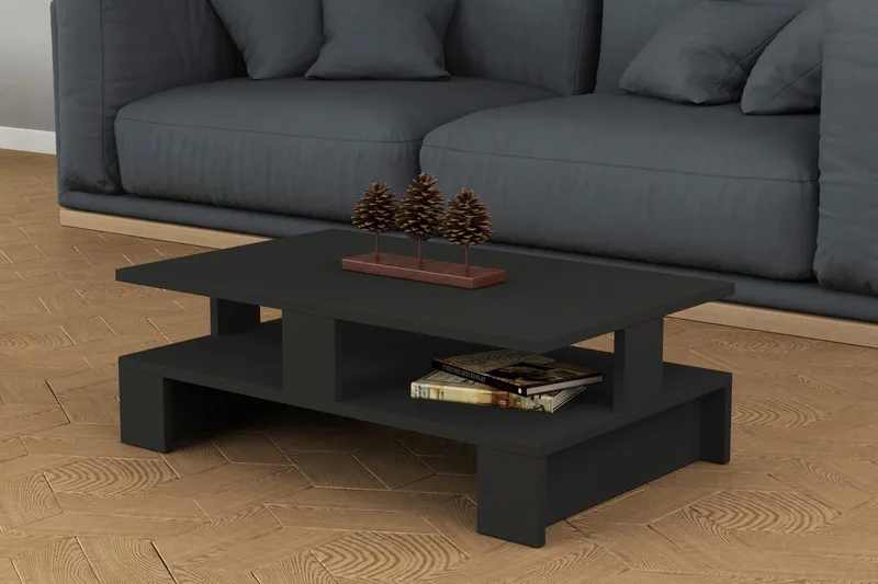 Decorta Soffbord 80 cm med Förvaring Hylla - Mörkgrå - Möbler - Vardagsrum - Soffbord & vardagsrumsbord - Soffbord