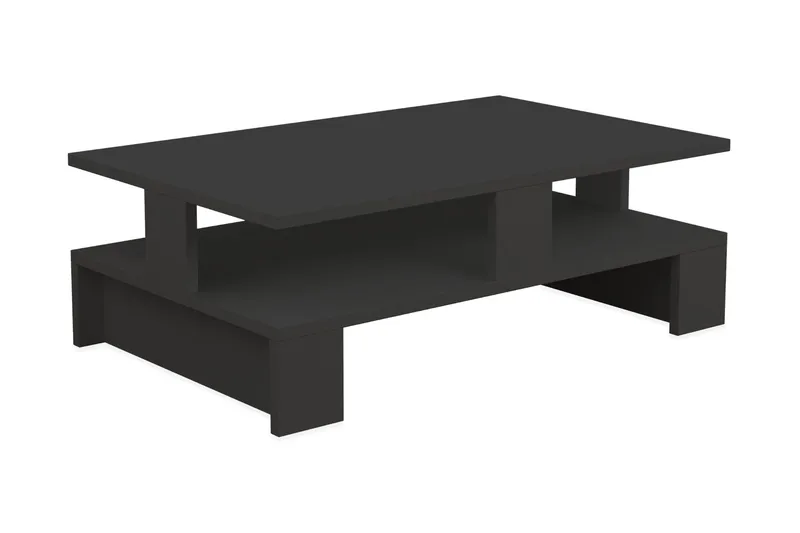 Decorta Soffbord 80 cm med Förvaring Hylla, Mörkgrå