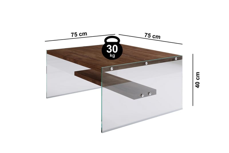 DELARYD Soffbord 75 cm med Förvaring Hylla Glas/Brun - Möbler - Vardagsrum - Soffbord & vardagsrumsbord - Soffbord