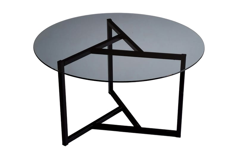 DELARYD Soffbord 75 cm Runt X-formade Ben Glas/Grå/Svart - Grå - Möbler - Vardagsrum - Soffbord & vardagsrumsbord - Soffbord