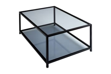 DELARYD Soffbord 90 cm med Förvaring Hylla Glas/Rökfärgad/Sv