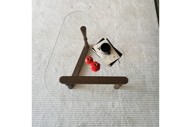DELARYD Soffbord 96 cm Trekantig Glas/Valnötsbrun - Möbler - Vardagsrum - Soffbord & vardagsrumsbord - Soffbord