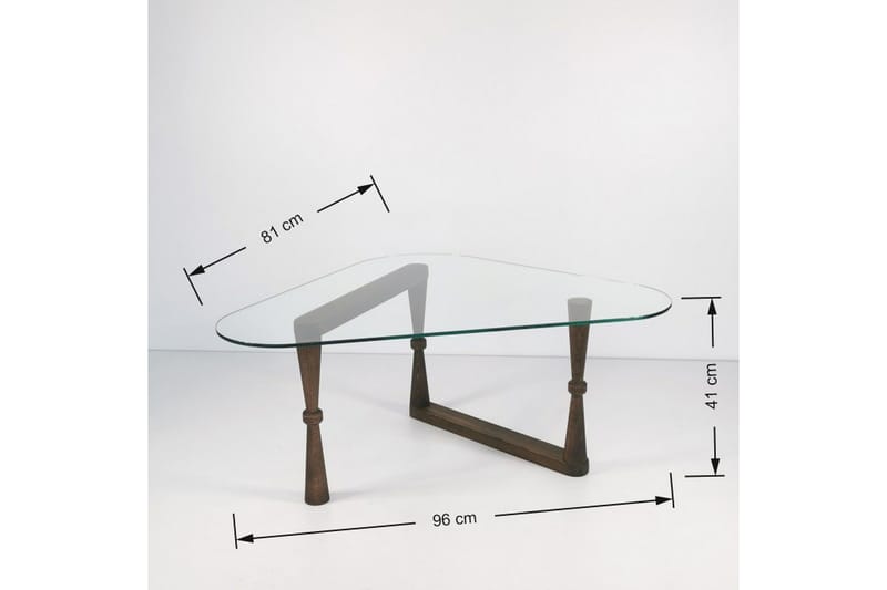 DELARYD Soffbord 96 cm Trekantig Glas/Valnötsbrun - Möbler - Vardagsrum - Soffbord & vardagsrumsbord - Soffbord