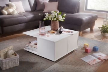 Delgadillo Kvadratiskt Soffbord 70 cm med Lådor och Hjul i Målat Trä - Vit - Möbler - Vardagsrum - Soffbord & vardagsrumsbord - Soffbord