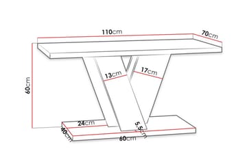 Denogal 70 cm Rektangulärt Soffbord i Trä - Högglansvit - Möbler - Vardagsrum - Soffbord & vardagsrumsbord - Soffbord