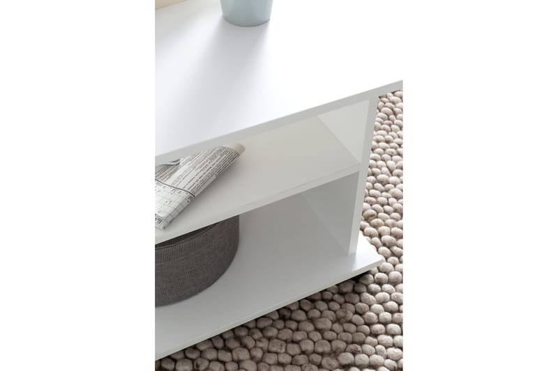 Dewand Rektangulärt Soffbord 95 cm med Hjul och Hyllor i Trä - Vit - Möbler - Vardagsrum - Soffbord & vardagsrumsbord - Soffbord