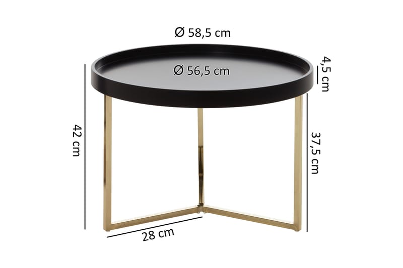 Dhir Soffbord 59 cm Runt - Svart/Guld - Möbler - Vardagsrum - Soffbord & vardagsrumsbord - Soffbord