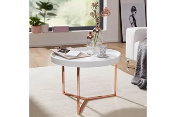 Dhir Soffbord 59 cm Runt - Vit/Mässing - Möbler - Vardagsrum - Soffbord & vardagsrumsbord - Soffbord