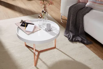 Dhir Soffbord 59 cm Runt - Vit/Mässing - Möbler - Vardagsrum - Soffbord & vardagsrumsbord - Soffbord