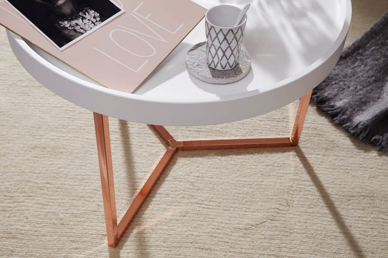 Dhir Soffbord 59 cm Runt - Vit/Mässing - Möbler - Vardagsrum - Soffbord & vardagsrumsbord - Soffbord