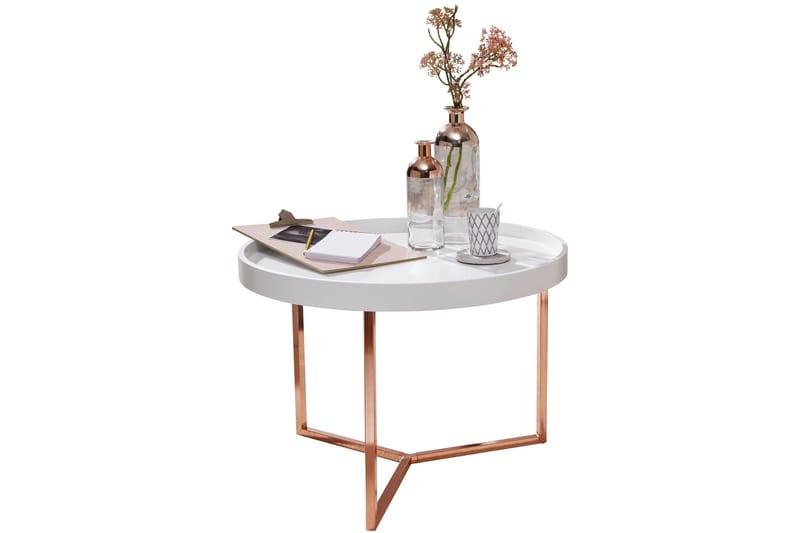 Dhir Soffbord 59 cm Runt - Vit/Mässing - Möbler - Vardagsrum - Soffbord & vardagsrumsbord - Soffbord
