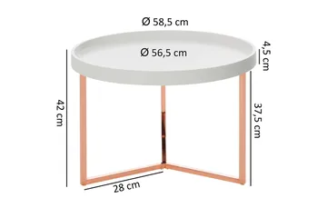 Dhir Soffbord 59 cm Runt - Vit/Mässing - Möbler - Vardagsrum - Soffbord & vardagsrumsbord - Soffbord