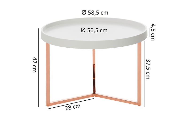 Dhir Soffbord 59 cm Runt - Vit/Mässing - Möbler - Vardagsrum - Soffbord & vardagsrumsbord - Soffbord