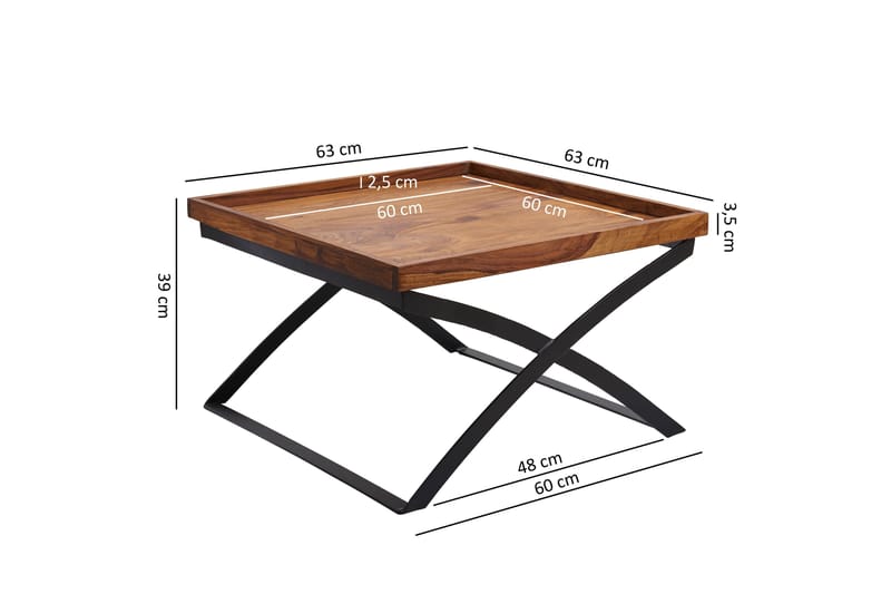 DIENHART Soffbord 63 cm Massivt Trä/Svart - Möbler - Vardagsrum - Soffbord & vardagsrumsbord - Soffbord