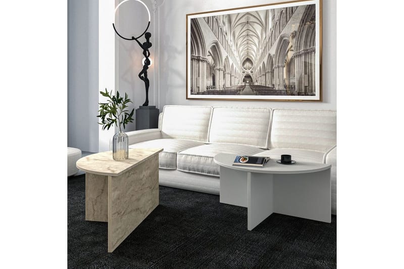 Soffbord Dolcer Grå / Travertin - Grå / Travertin - Möbler - Vardagsrum - Soffbord & vardagsrumsbord - Satsbord