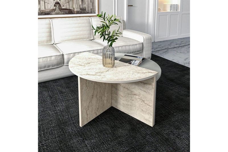 Soffbord Dolcer Grå / Travertin - Grå / Travertin - Möbler - Vardagsrum - Soffbord & vardagsrumsbord - Satsbord