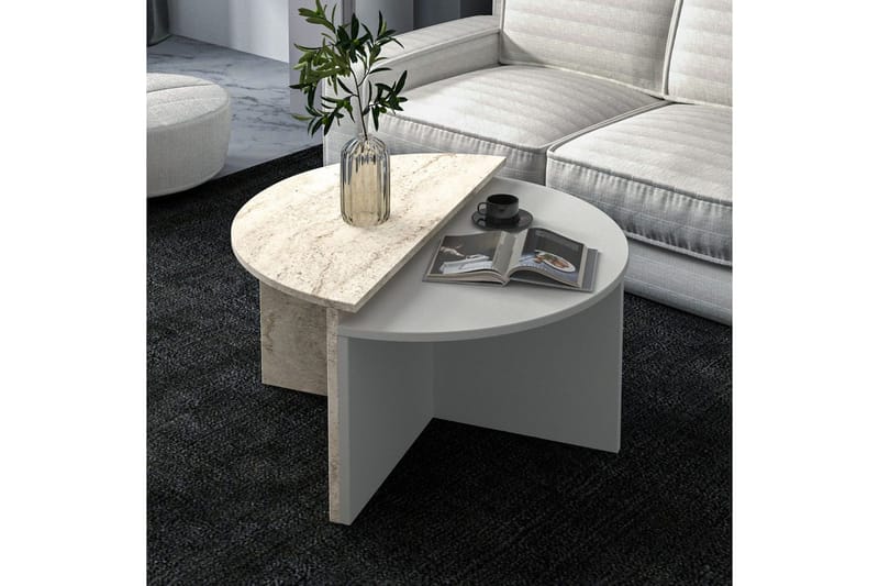 Soffbord Dolcer Grå / Travertin - Grå / Travertin - Möbler - Vardagsrum - Soffbord & vardagsrumsbord - Satsbord
