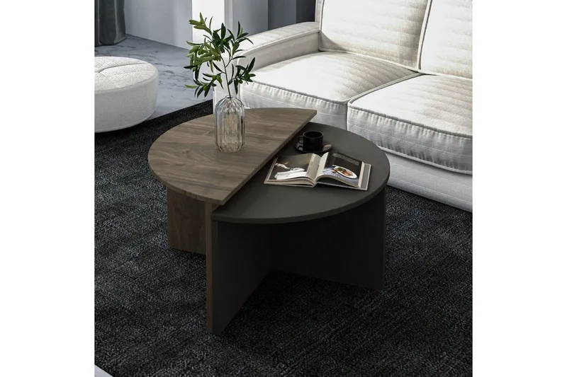 Soffbord Dolcer Valnöt / Antracit - Valnöt / Antracit - Möbler - Vardagsrum - Soffbord & vardagsrumsbord - Satsbord