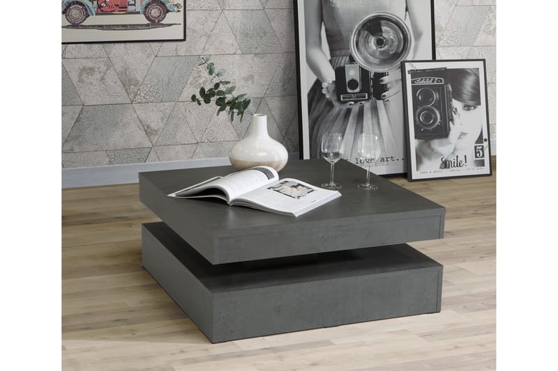 DOWNLEY Soffbord 78 cm med Förvaring Hylla Grå - Grå - Bord - Soffbord