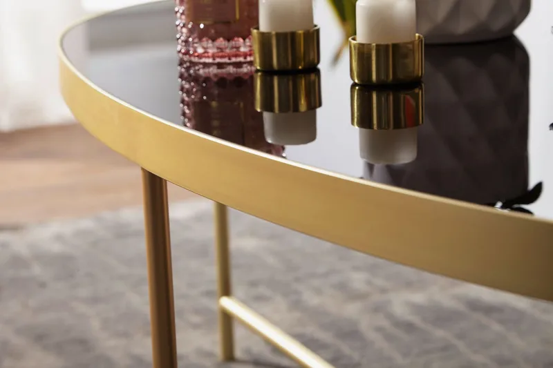 Dredyn Soffbord 110 cm Ovalt - Glas/Svart/Guld - Möbler - Vardagsrum - Soffbord & vardagsrumsbord - Soffbord