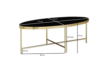 Dredyn Soffbord 110 cm Ovalt - Glas/Svart/Guld - Möbler - Vardagsrum - Soffbord & vardagsrumsbord - Soffbord
