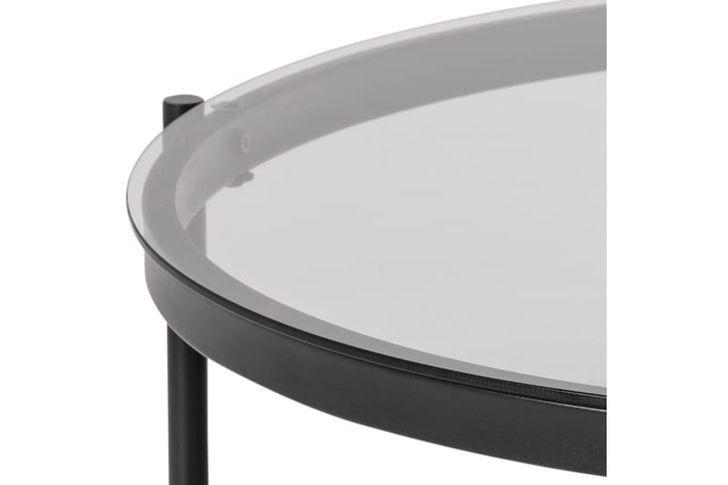 DUENKEL Soffbord 79 cm Runt m Förvaring Hylla Glas/Grå/Matt - Möbler - Vardagsrum - Soffbord & vardagsrumsbord - Soffbord