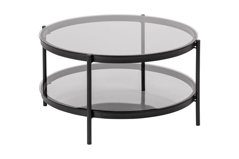 DUENKEL Soffbord 79 cm Runt m Förvaring Hylla Glas/Grå/Matt - Möbler - Vardagsrum - Soffbord & vardagsrumsbord - Soffbord