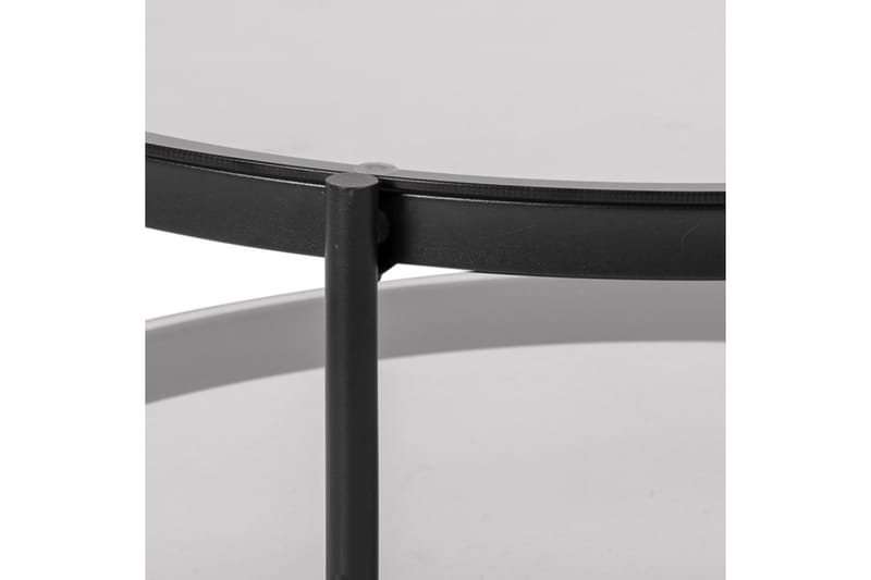 DUENKEL Soffbord 79 cm Runt m Förvaring Hylla Glas/Grå/Matt - Möbler - Vardagsrum - Soffbord & vardagsrumsbord - Soffbord