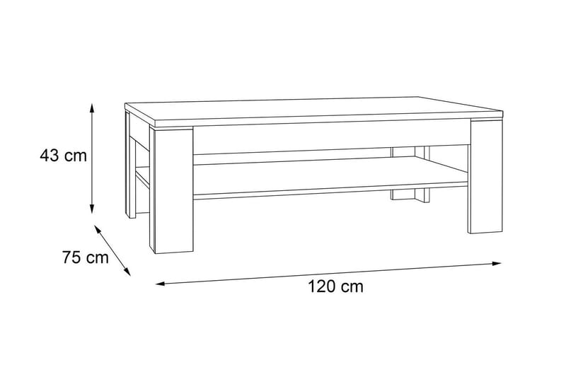 ECKLANDS Soffbord 120 cm med Förvaring Hylla Brun/Grå - Soffbord - Bord