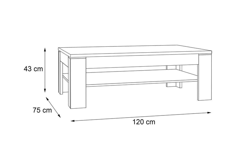 ECKLANDS Soffbord 120 cm med Förvaring Hylla Brun/Natur - Möbler - Vardagsrum - Soffbord & vardagsrumsbord - Soffbord
