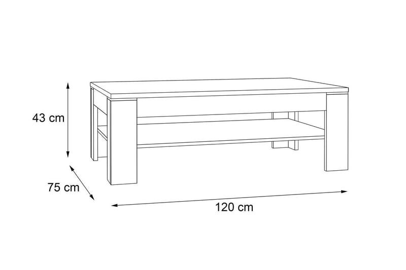 ECKLANDS Soffbord 120 cm med Förvaring Hylla Brun/Svart - Möbler - Vardagsrum - Soffbord & vardagsrumsbord - Soffbord