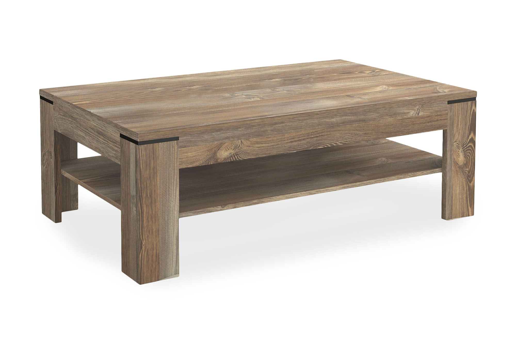 ecklands soffbord 120 cm med förvaring hylla brun/svart -