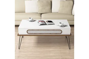 Ekolane Soffbord 105 cm med Förvaring Hylla - Vit/Natur - Möbler - Vardagsrum - Soffbord & vardagsrumsbord - Soffbord