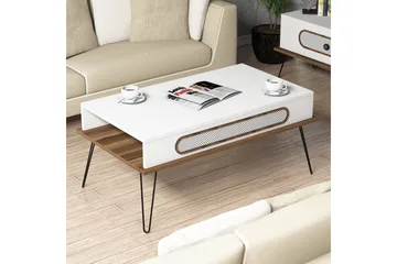 Ekolane Soffbord 105 cm med Förvaring Hylla - Vit/Natur - Möbler - Vardagsrum - Soffbord & vardagsrumsbord - Soffbord