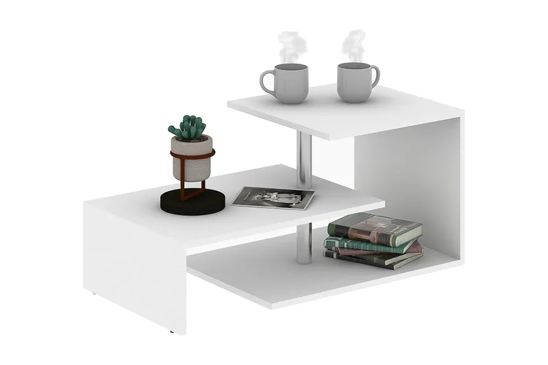 Elegancia Soffbord 100 cm med Förvaring Hylla - Vit - Möbler - Vardagsrum - Soffbord & vardagsrumsbord - Soffbord