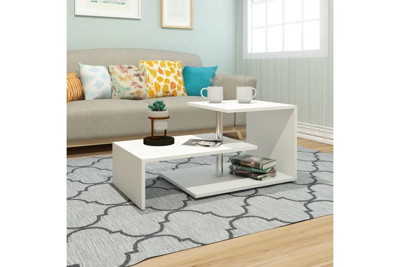Elegancia Soffbord 100 cm med Förvaring Hylla - Vit - Möbler - Vardagsrum - Soffbord & vardagsrumsbord - Soffbord