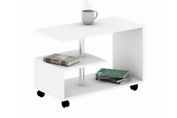 Elegancia Soffbord 80 cm med Förvaring Hylla på Hjul - Vit - Möbler - Vardagsrum - Soffbord & vardagsrumsbord - Soffbord