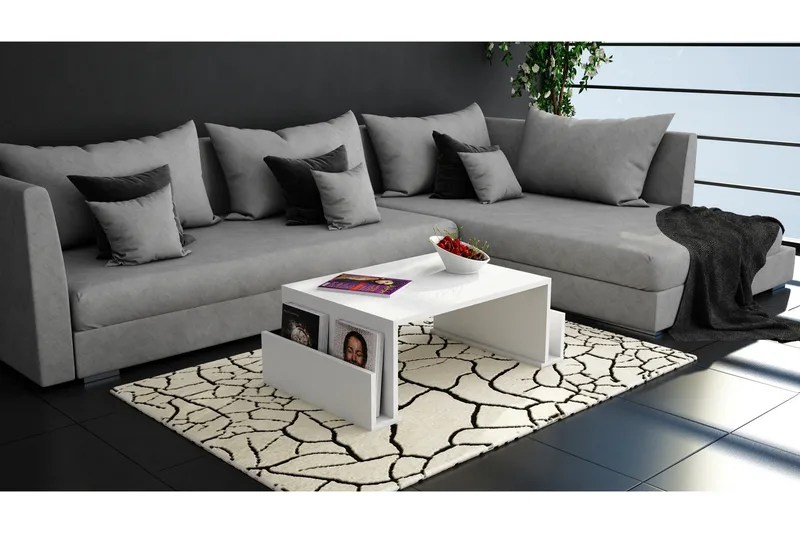Elegancia Soffbord 95 cm med Tidningsförvaring - Vit - Möbler - Vardagsrum - Soffbord & vardagsrumsbord - Soffbord